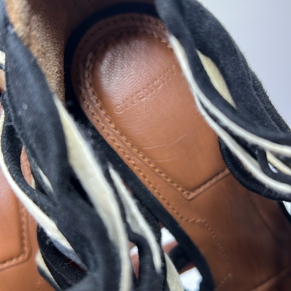 Givenchy Sz 38.5 Black Suede High Heel Peep Toe Strappy Back Zip Sandals Booties - Picture 8 of 11